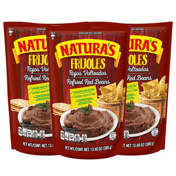 NaturaS Refried Red Beans  Ready-To-Eat Vegetarian Refried Beans  Frijoles Rojos 13.40 Oz Pouch (Pack Of 3)