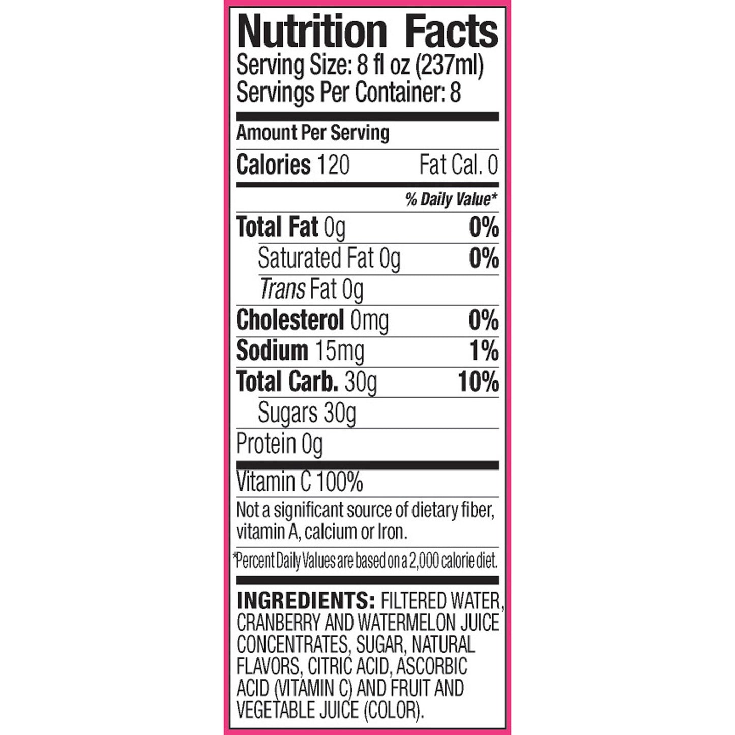 Langers Juice Cocktail, Cranberry Watermelon, 64 fl. oz., Pack of 8