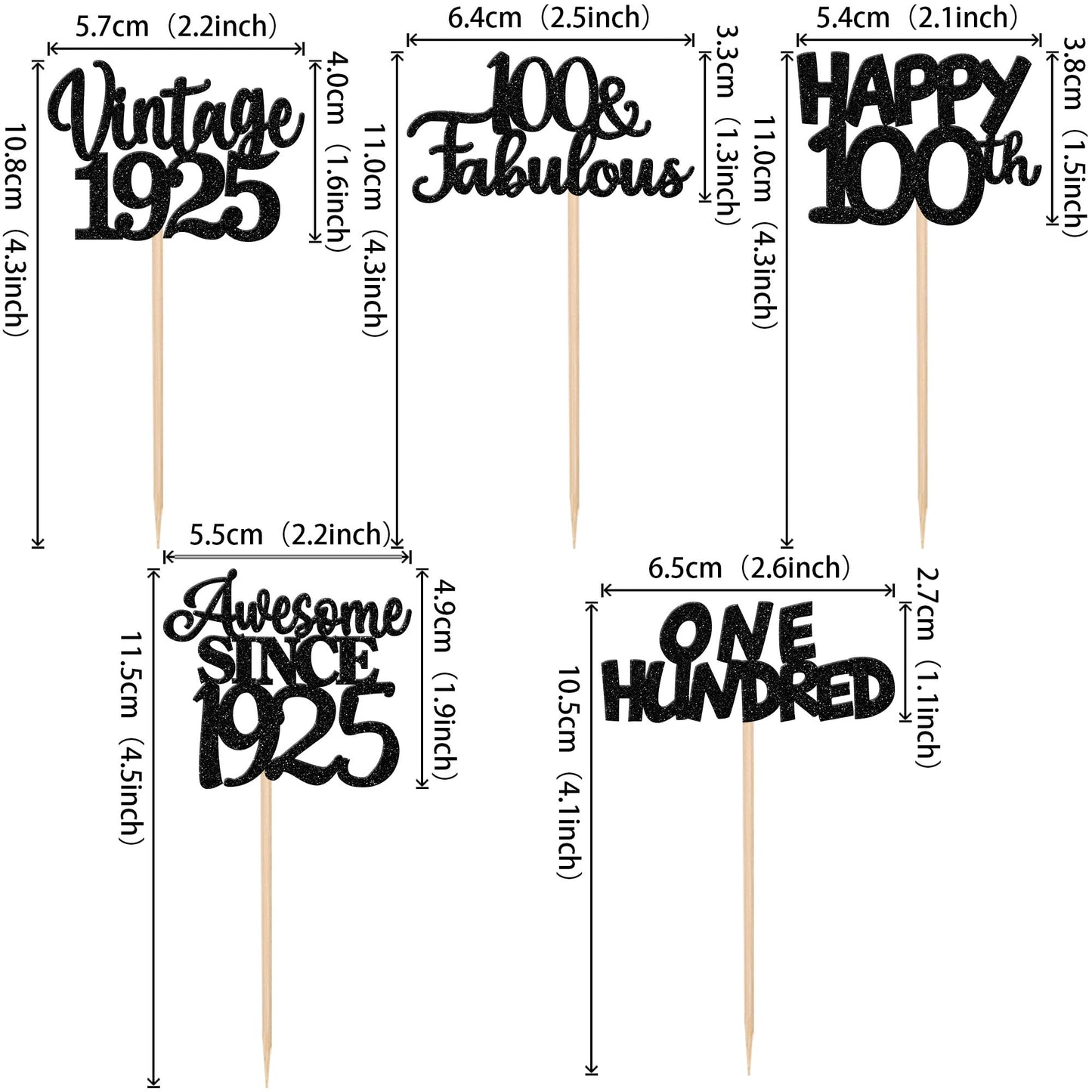 30Pcs Happy 100Th Birthday Cupcake Toppers Glitter Awesome Since 1923 One Hundred 100 Fabulous Vintage 1923 Cupcake Picksfor 80T