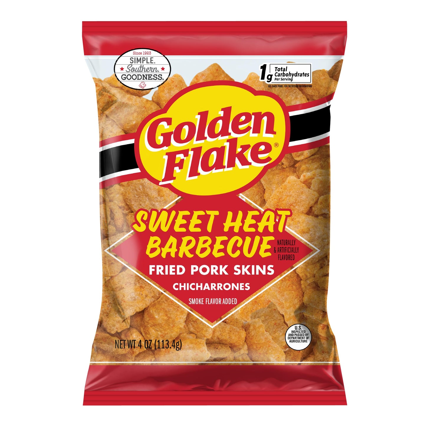Golden Flake Sweet Heat Pork Rinds  4 oz Bags (Pack of 12) - Spicy-Sweet Crunchy Pork Skins - Gluten-Free  Keto Snack with Bold Southern Flavor