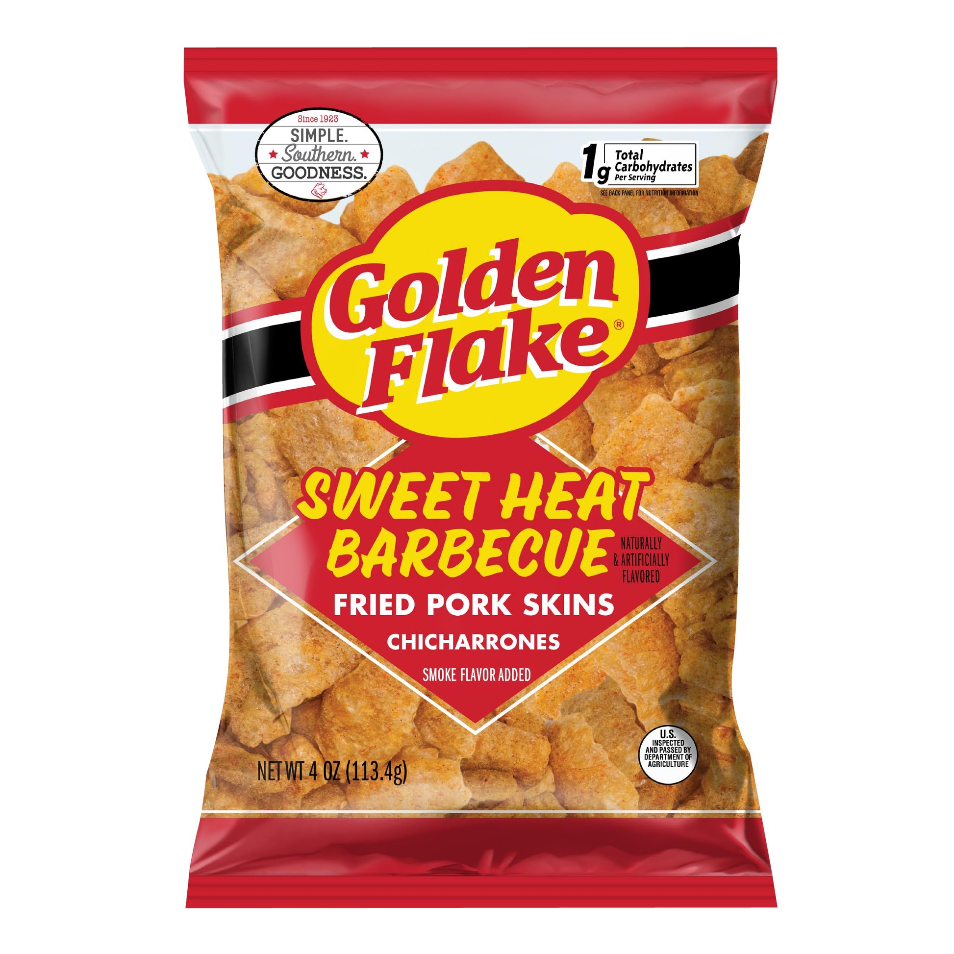 Golden Flake Sweet Heat Pork Rinds  4 oz Bags (Pack of 12) - Spicy-Sweet Crunchy Pork Skins - Gluten-Free  Keto Snack with Bold Southern Flavor