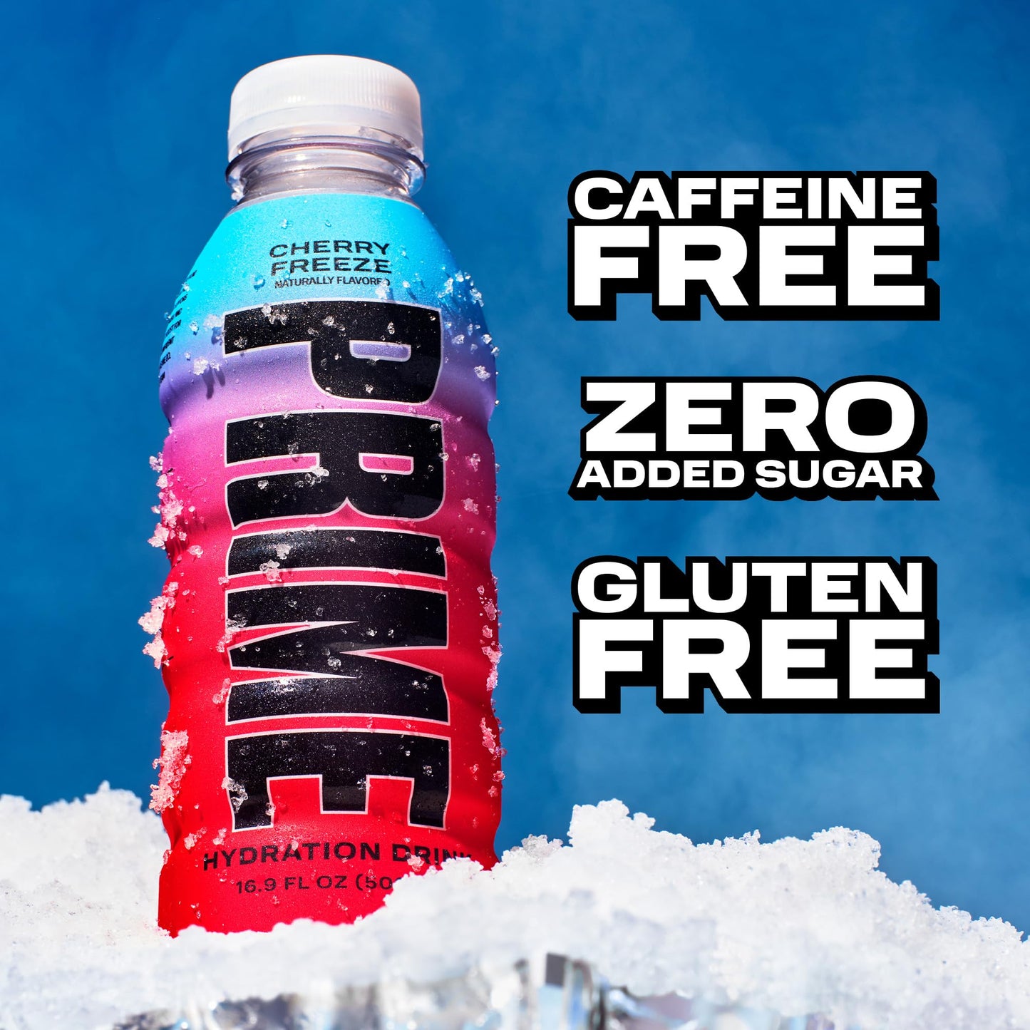 PRIME HYDRATION Sports Drink, Cherry Freeze, Electrolyte Enhanced, 250mg BCAAs, 16.9 Fl Oz, Pack of 12