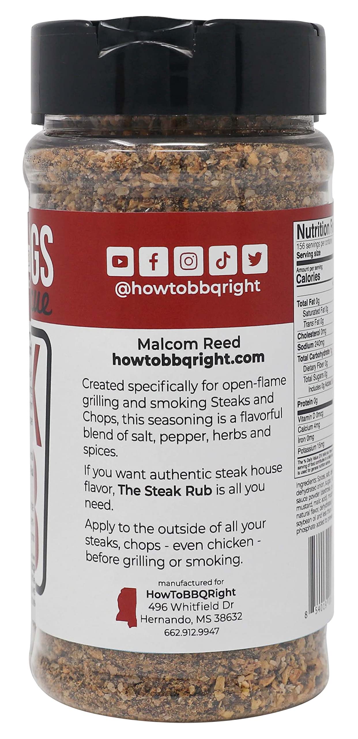 reduceer Hogs Steak Rub - Championship BBQ Seasoning for Beef, Steak, Burgers - 11 Ounces