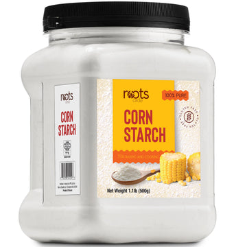 Roots Circle 100% Pure Corn Starch |17.63oz Airtight Container | All Natural Thickener for Soups  Stews  Gravy  Baking Pies  Puddings & Cakes | Gluten-Free  Non-GMO  Vegan  Kosher  Food-Grade