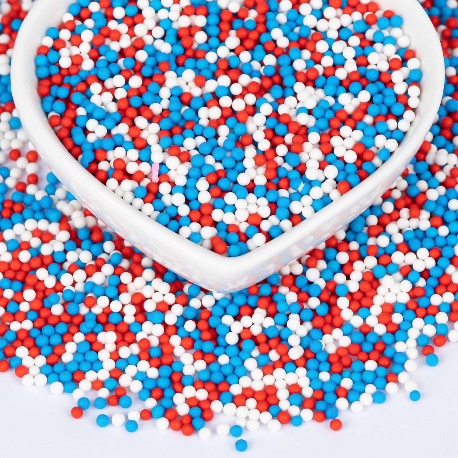 Twisweet Edible Patriotic Nonpareils, Red White and Blue Sprinkles for Cake Decorating, 4th of July Mini Pearl Sprinkles, Patrio