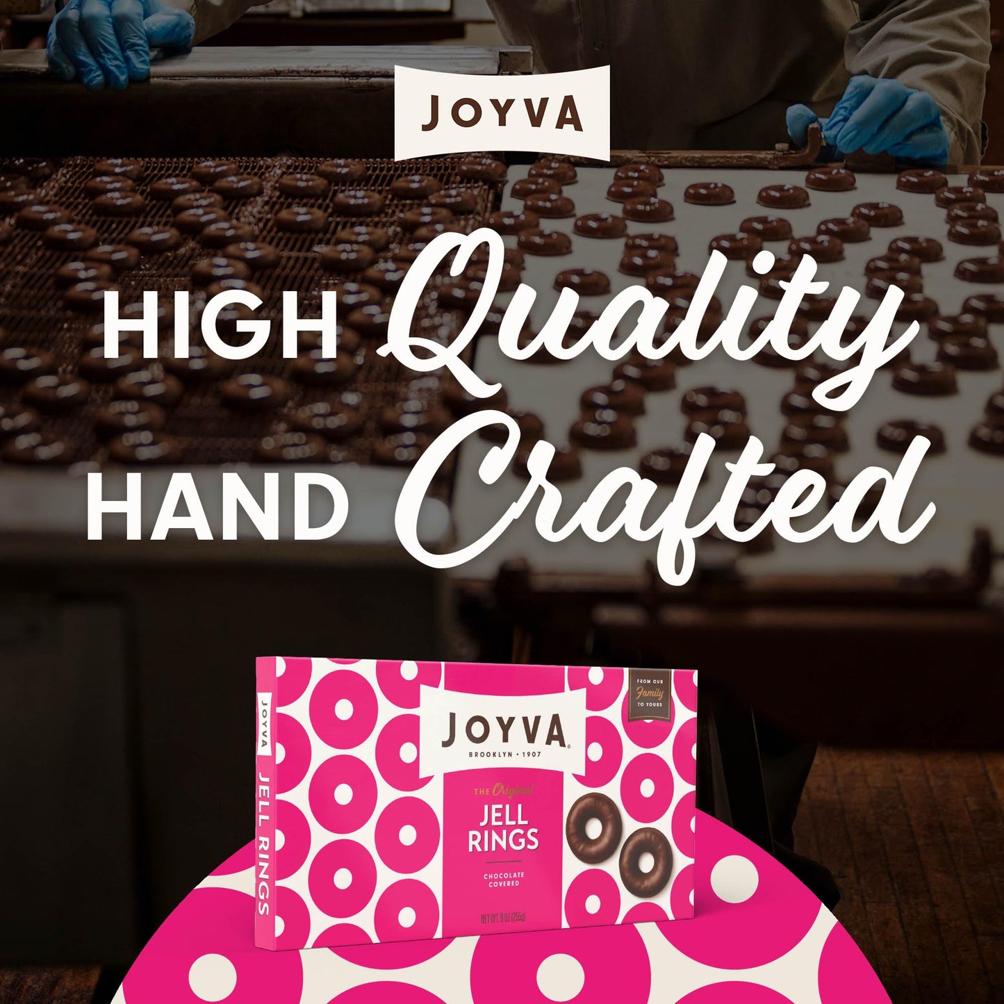 Joyva Jell Rings - The Original Gourmet Chocolate Confection With A Sweet Jelly Filling - Kosher Parve, Vegan, Non-Dairy, No Gluten   - Made In Brooklyn - 5-Lb. Bulk Box, Approximately 165 Pieces