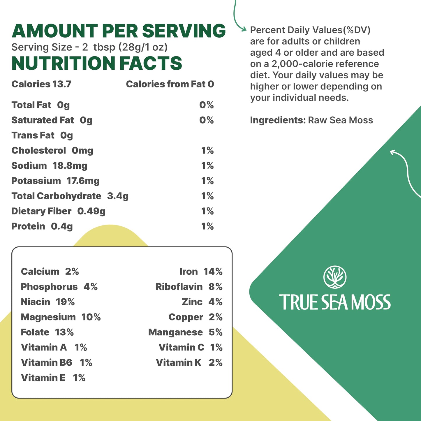 TrueSeaMoss Sea Moss Raw Wild Crafted Seamoss Raw - 100% Irish Sea Moss Raw (Pack of 1) - Dried Sea Moss Advanced Drink - Clean and Sundried - Vegan Sea Moss (1Pound) (16oz)
