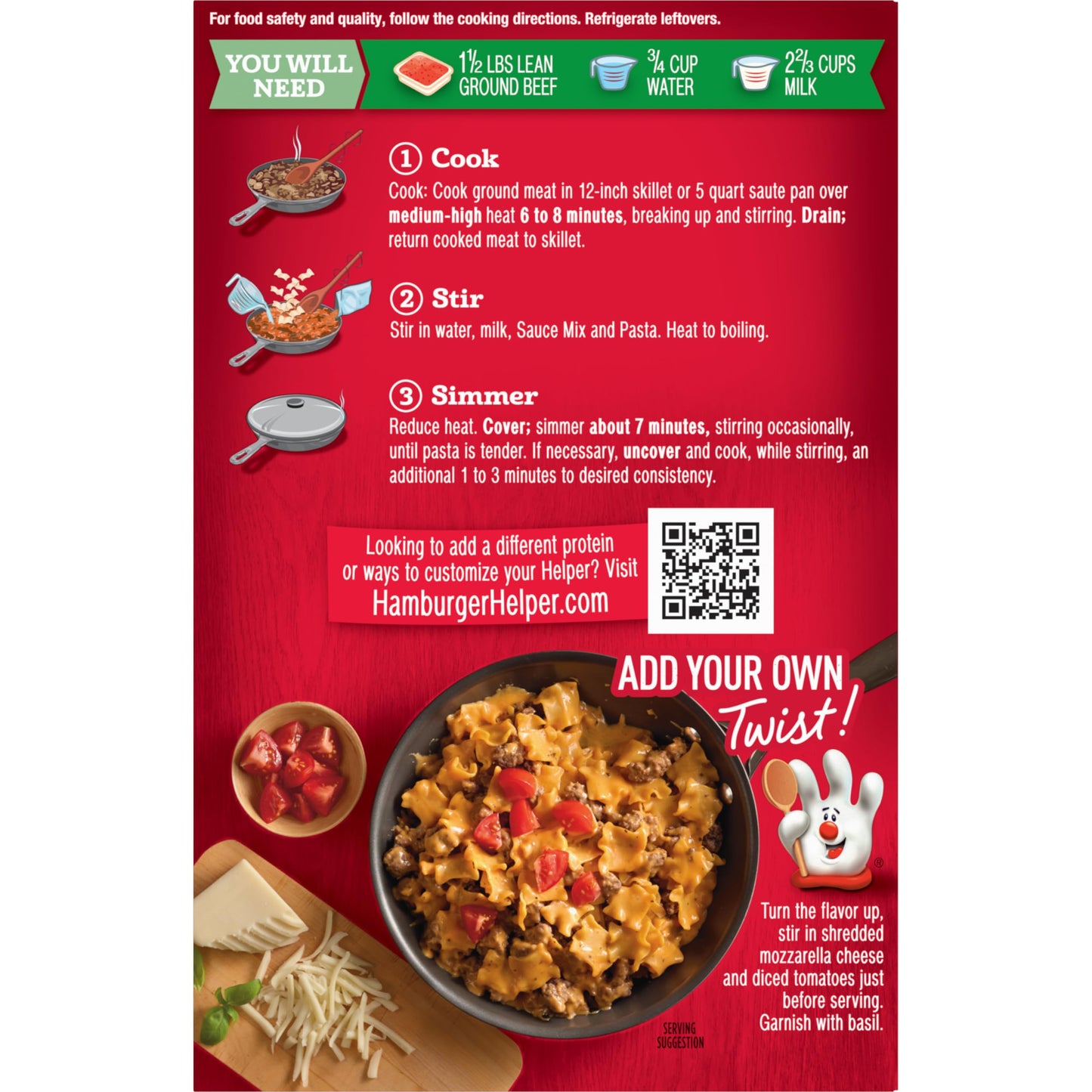 Hamburger Helper Four Cheese Lasagna, 8.8 Ounces, Value Size, Pack of 6