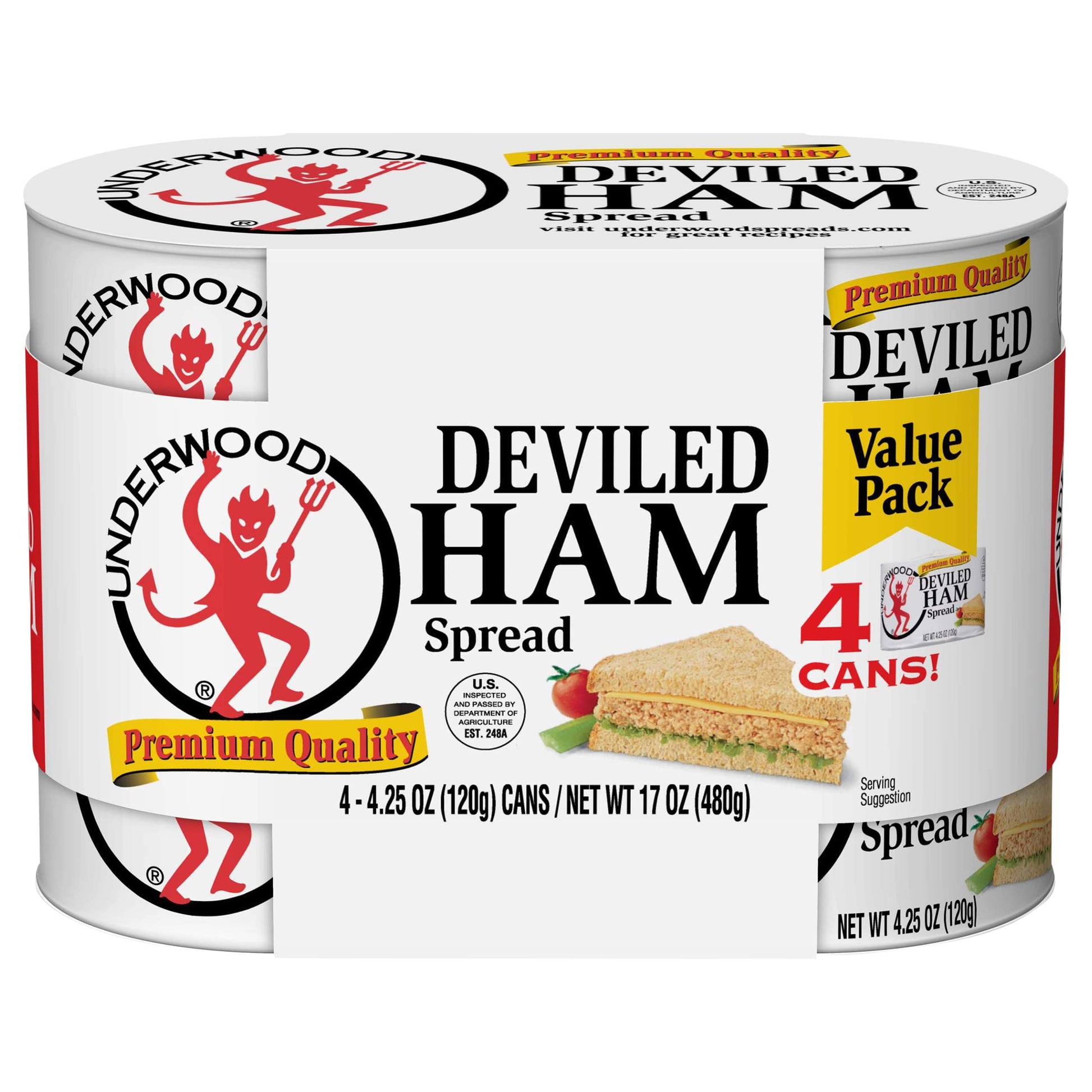 Underwood Deviled Ham Meat Spread, 4.25 Ounce (Pack Of 4)