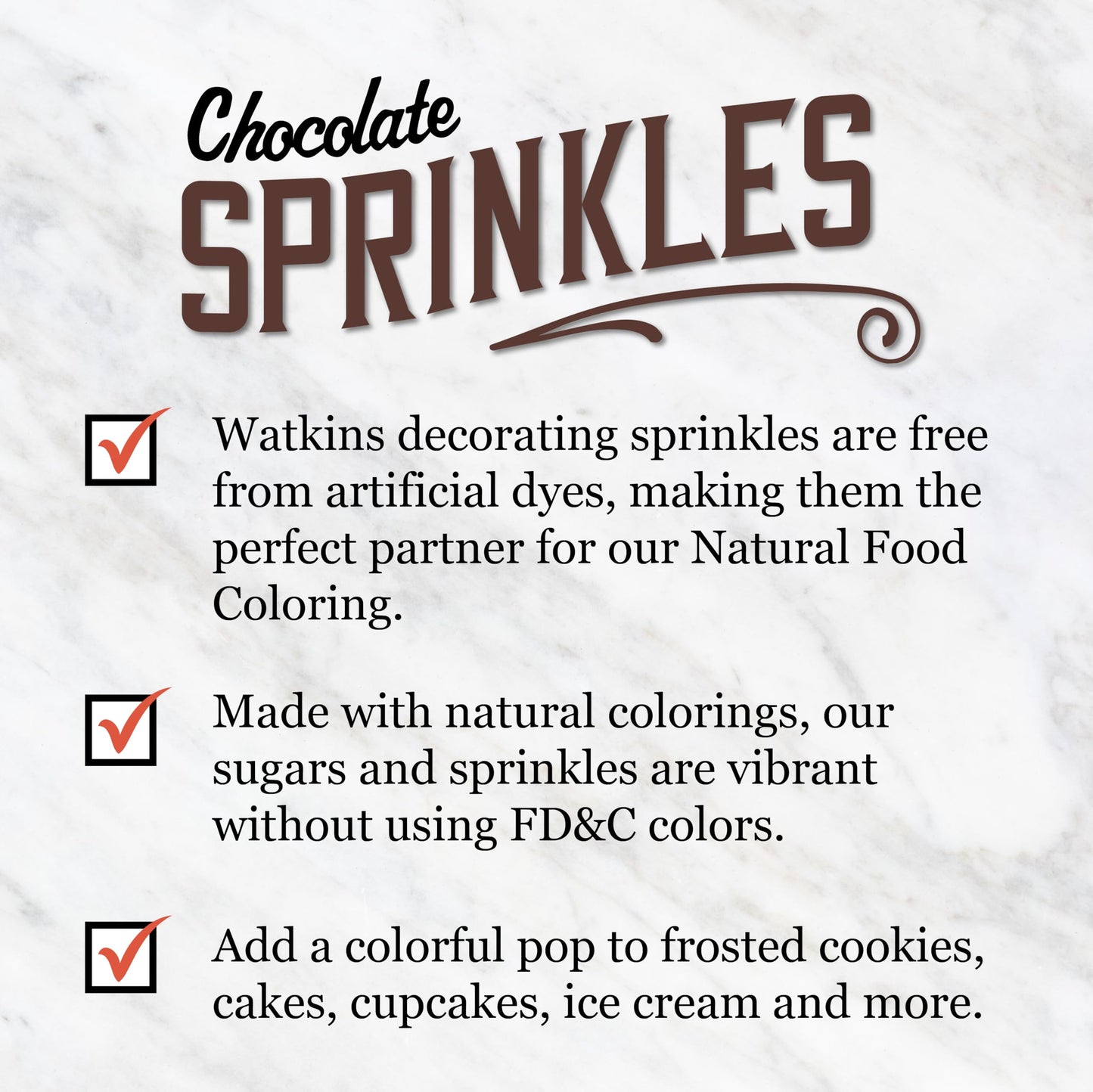 Watkins Chocolate Decorating Sprinkles, No Artificial Dyes, Kosher, 3.5 Ounce, 2-Pack