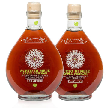 Due Vittorie Apple Vinegar - Easy To Drink Raw Apple Fruit Beverage Vinegar Aged In Barrique Beverage-Inspired Barrels  Gourmet Vinegar For Cooking  Imported From Italy  All Natural - 16.9 Fl Oz / 500Ml  Pack Of 2