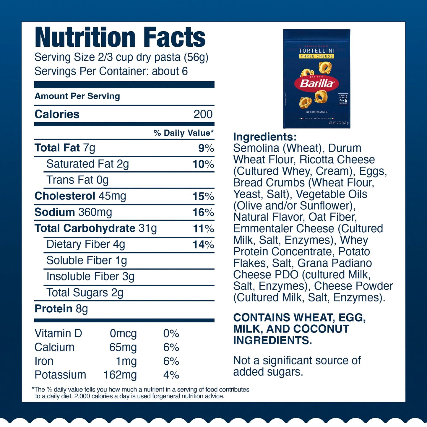 Barilla Three Cheese Tortellini Pasta, 12 Oz. Bag (Pack Of 8) - 6 Servings Per Bag - Pantry Friendly Dried Tortellini - Made With Non-Gmo Ingredients
