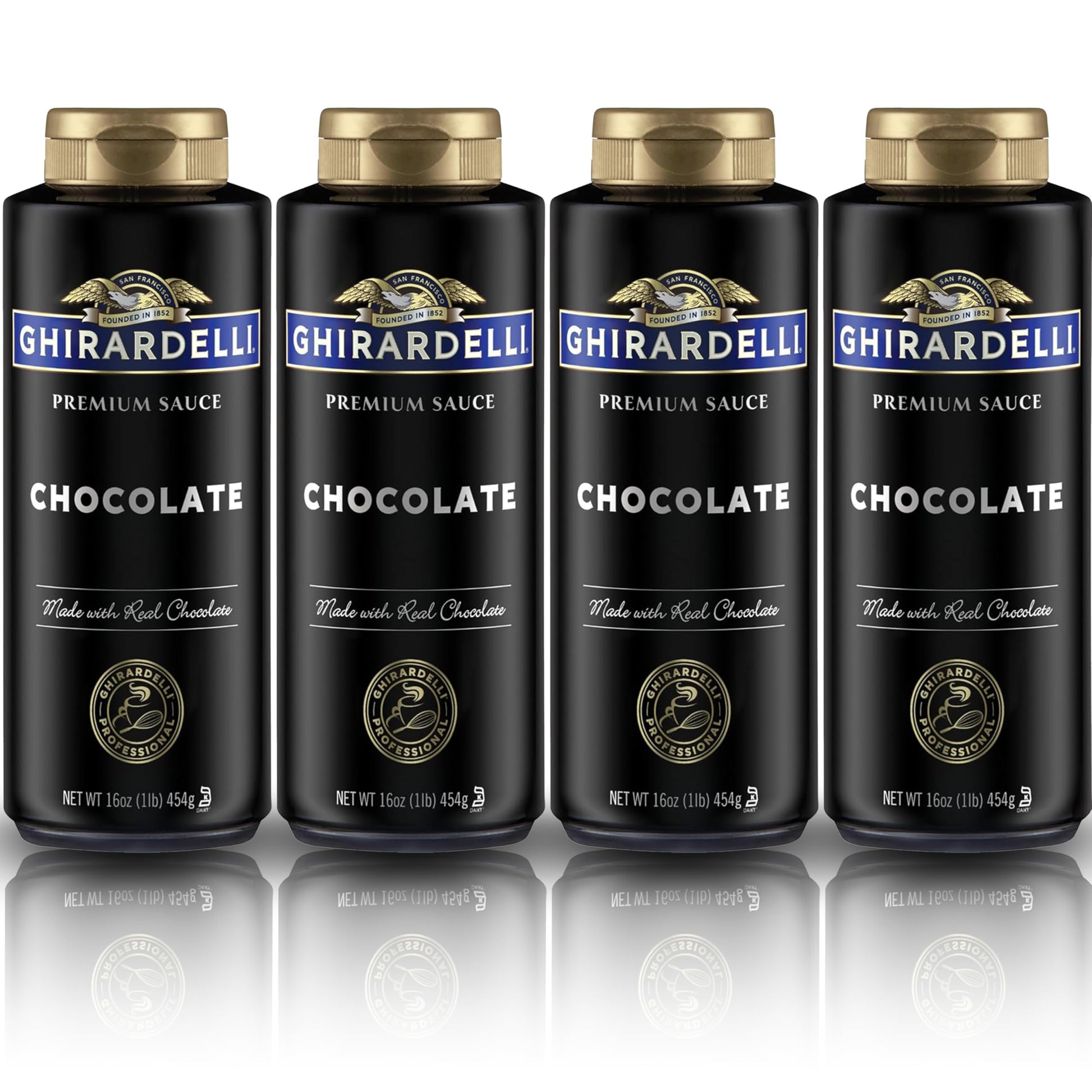 Ghirardelli Chocolate Flavored Sauce Squeeze Bottles | 16 Oz (Pack Of 4) | Rich Classic Chocolate Dessert Topping For Coffee Drinks  Ice Cream  And Baking Recipes