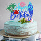 Rssta i Beach Birthday Cake Topper, Glitter Flower Crab Palm Leaf, Model XM095, Pattern 2, for Kids Luau Theme Party Decorations