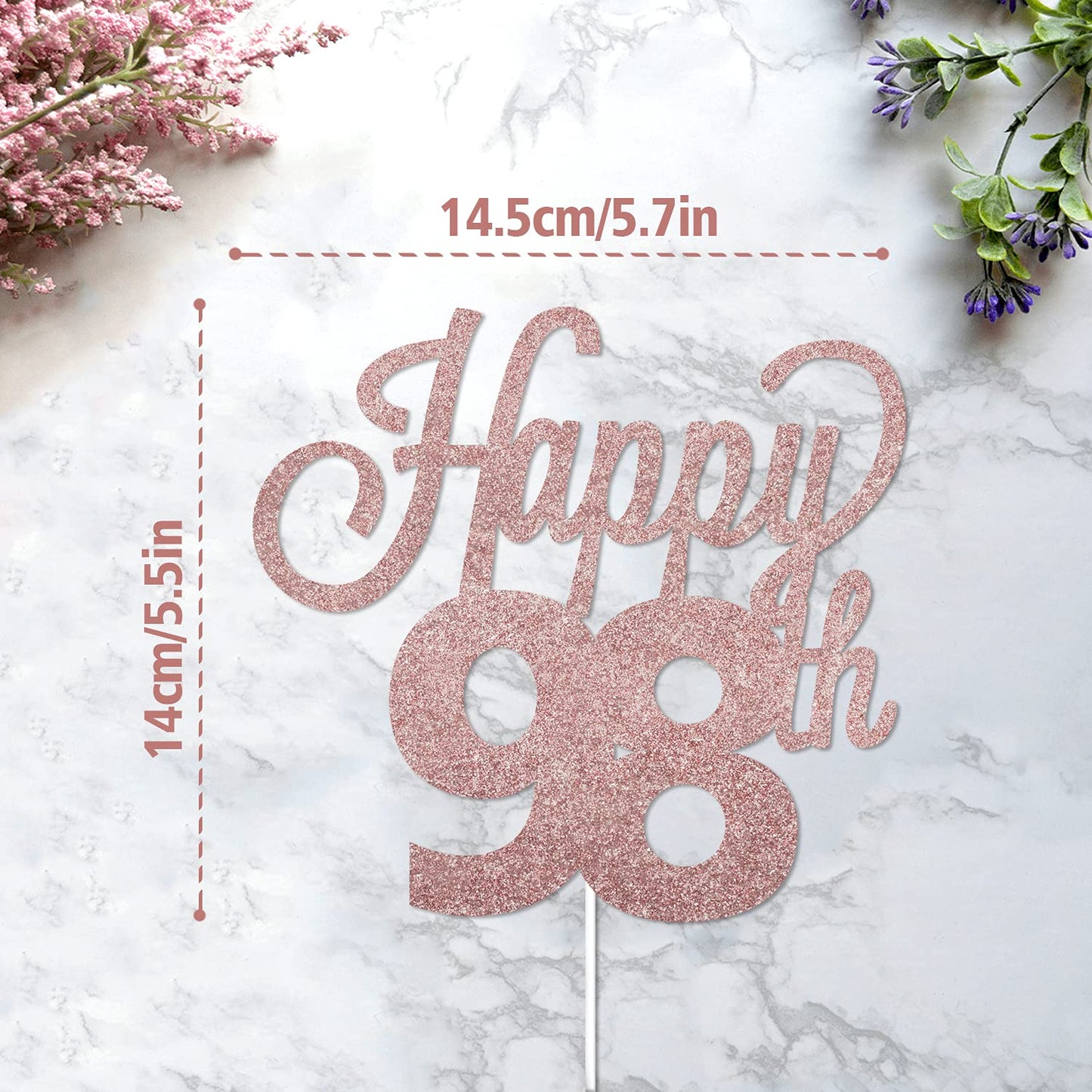 Lingteer Happy 98Th Birthday Cake Topper - Cheers To 98Th Birthday 98 Years Old Birthday Party Cake Decorations Sign.