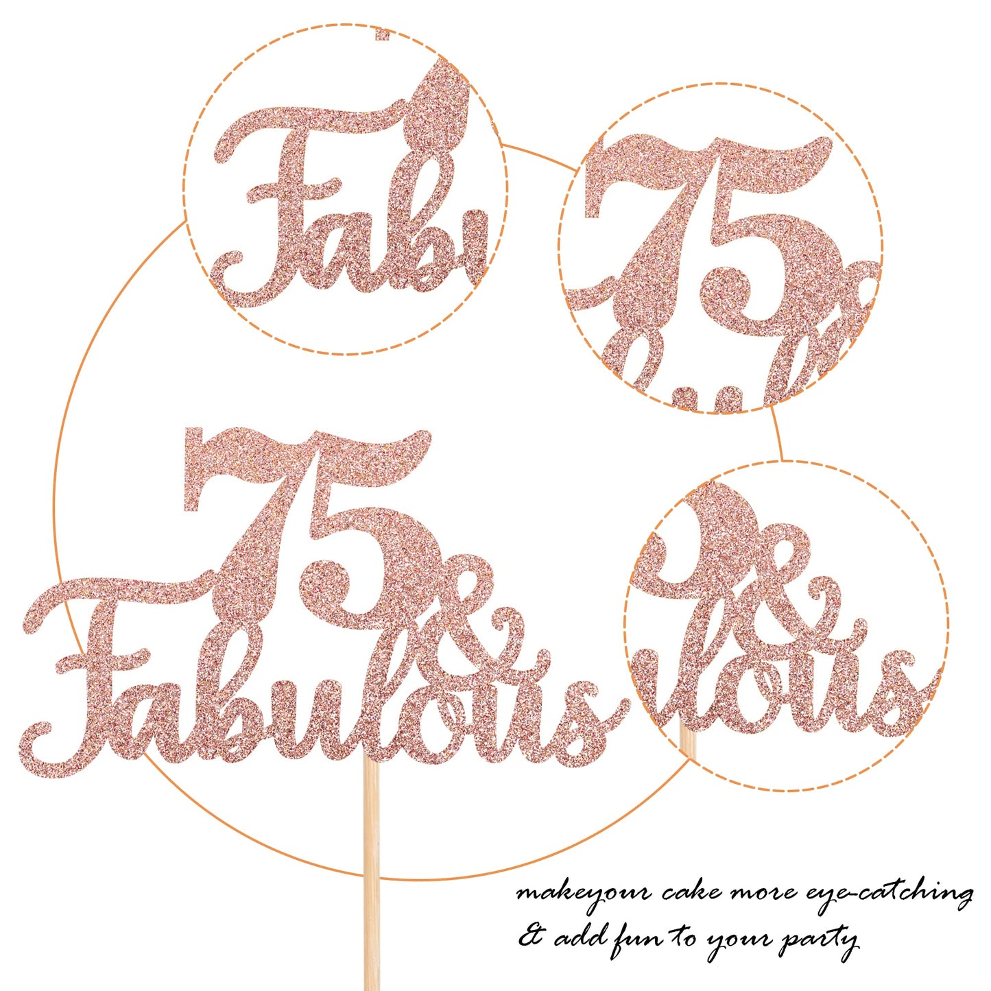 1 Pcs 75 & Fabulous Cake Topper Glitter Seventy Five And Fabulous Cake Toppers Happy 75Th Birthday Cake Pick For 75Th Wedding An