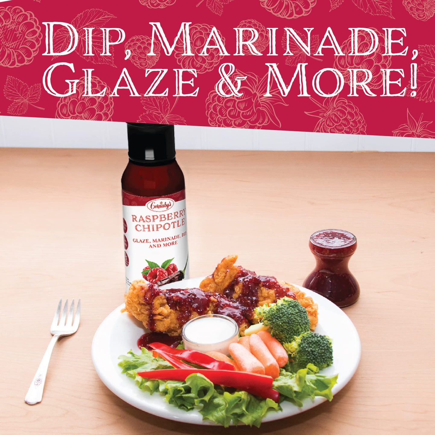 Cornabys Raspberry Chipotle Spicy Sauce (14.9 Oz.) Pack Of 1 | Perfect Combination Of Sweet And Spicy | Smoky Grilling Sauce For