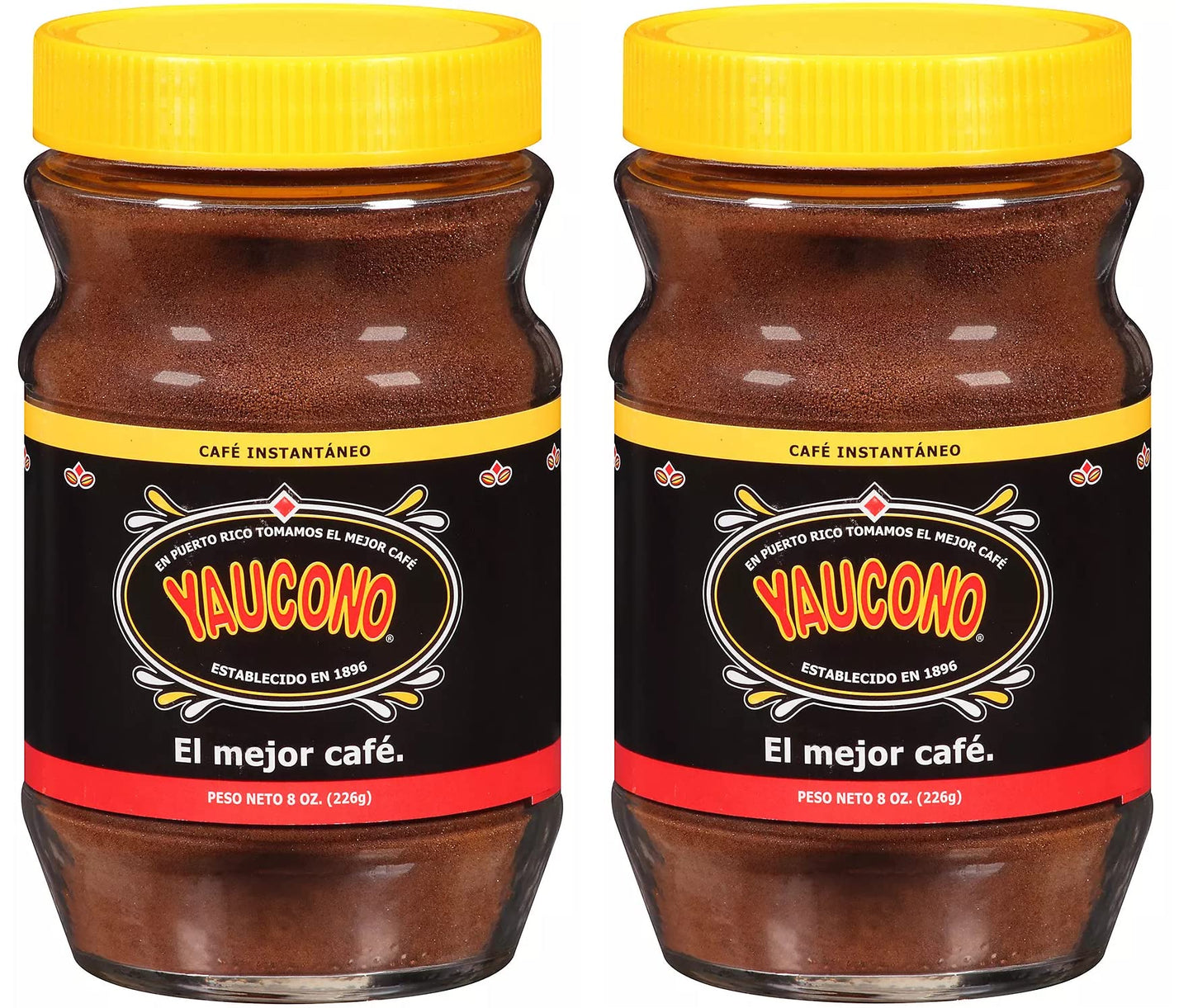 Yaucono Instant Coffee, Medium Roast, Arabica, From Puerto Rico, Glass Jar, 8 Ounce (Pack Of 2)