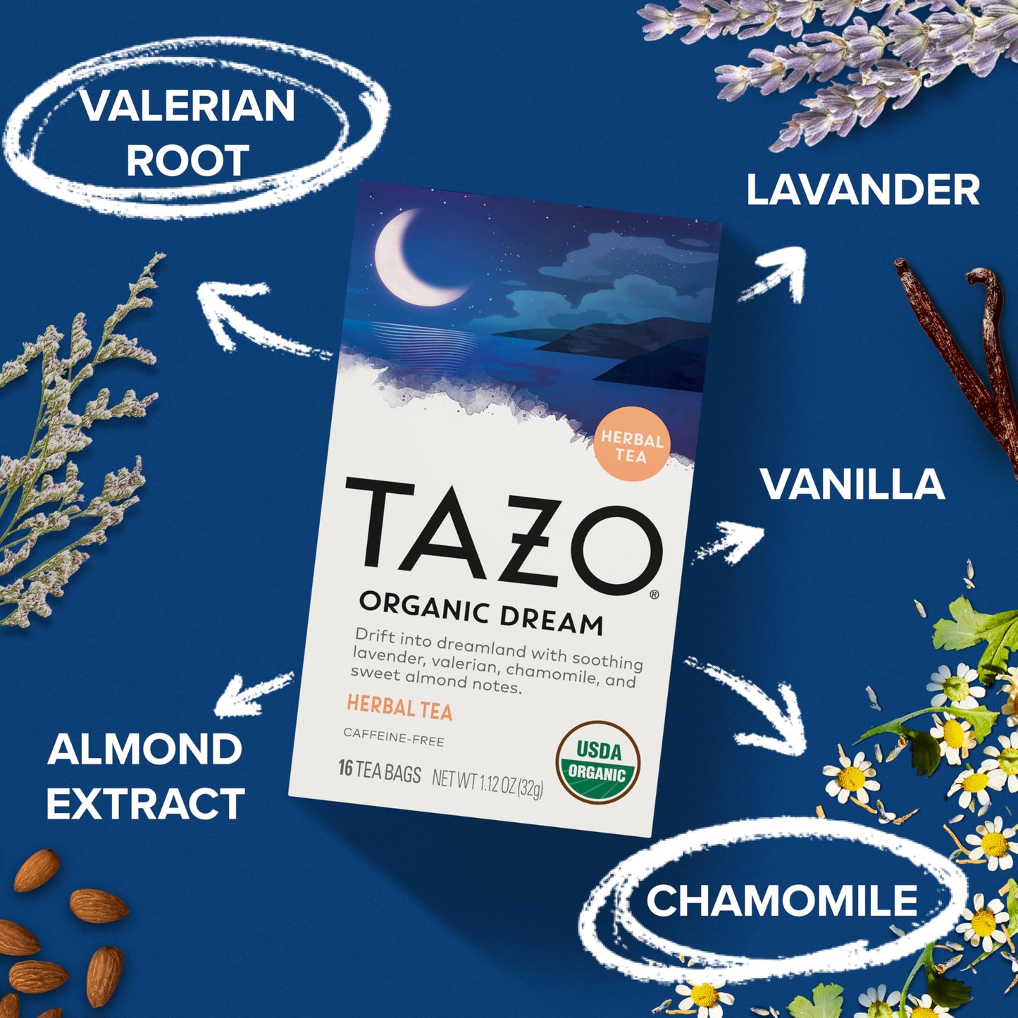 TAZO Organic Herbal Tea Bags, Caffeine-Free Chamomile Lavender Blend, 96 Total Bags (16ct - Pack of 6)