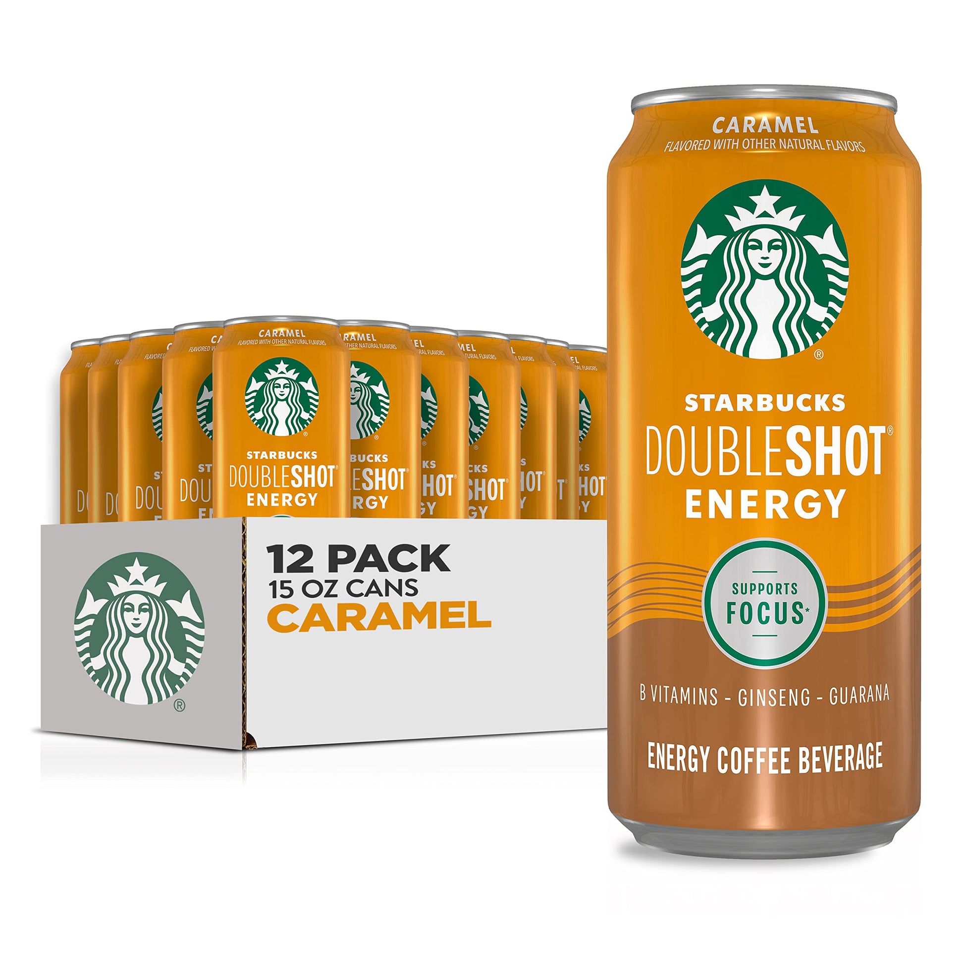 Starbucks Doubleshot Energy Drink Coffee Beverage, Caramel, Iced Coffee, 15 Fl Oz Cans (Packaging May Vary) (Pack Of 12)