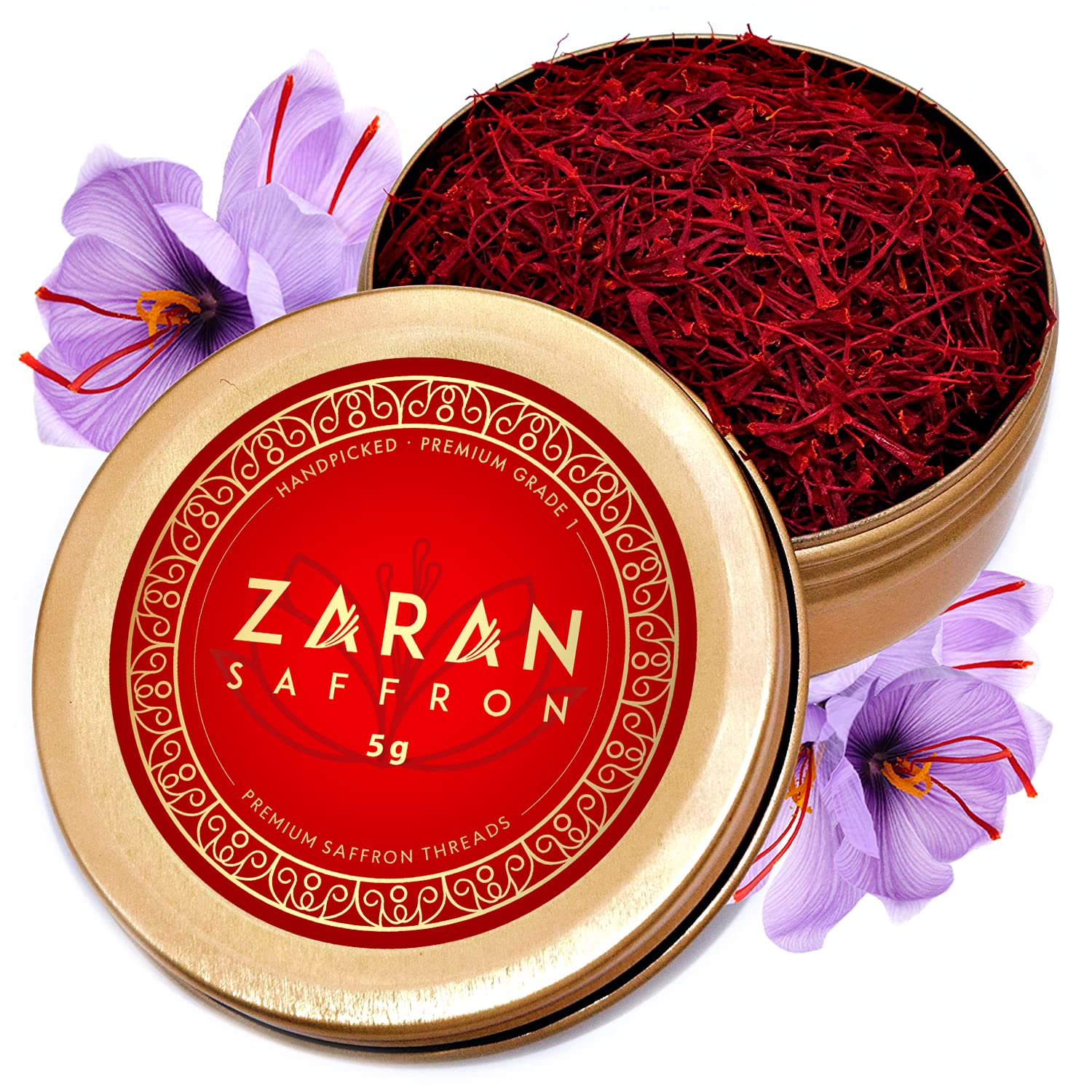 Zaran Saffron Superior Saffron Threads, 5 Grams, Premium Grade for Paella, Risotto, Tea, Culinary Uses