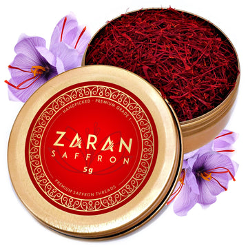 Zaran Saffron Superior Saffron Threads, 5 Grams, Premium Grade for Paella, Risotto, Tea, Culinary Uses