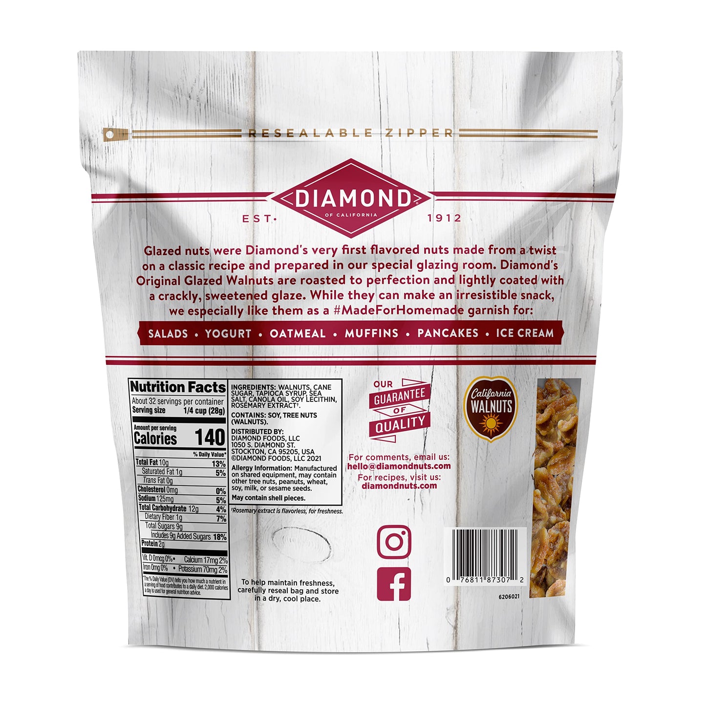 Diamond Of California Glazed Walnuts, 32 Oz