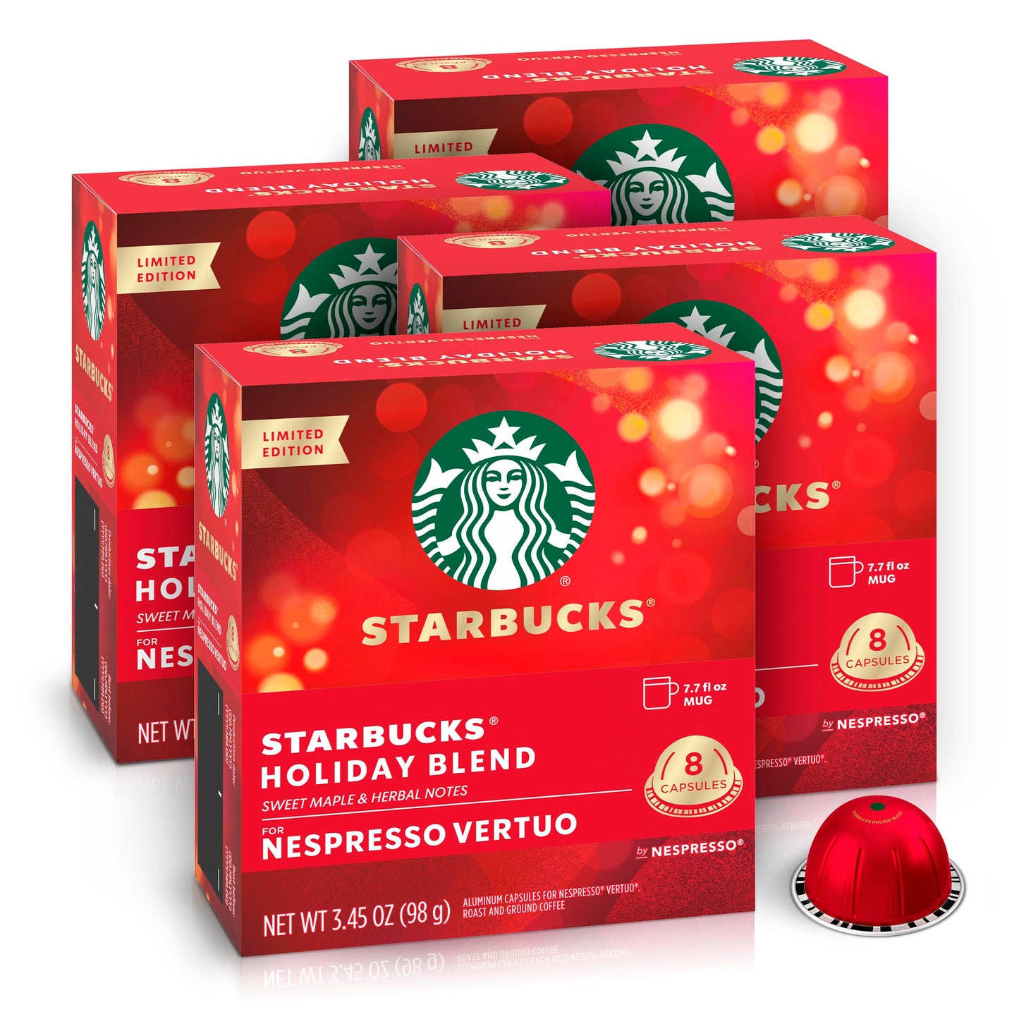 Starbucks By Nespresso Vertuo  Holiday Blend  32-Count Coffee Pods  Brews 7.8 Oz.