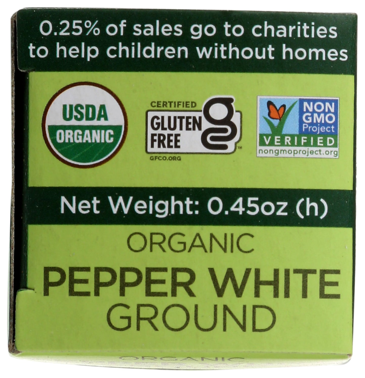 Spicely Organic Peppercorn White Ground 0.45 Ounce Ecobox Certified Gluten Free