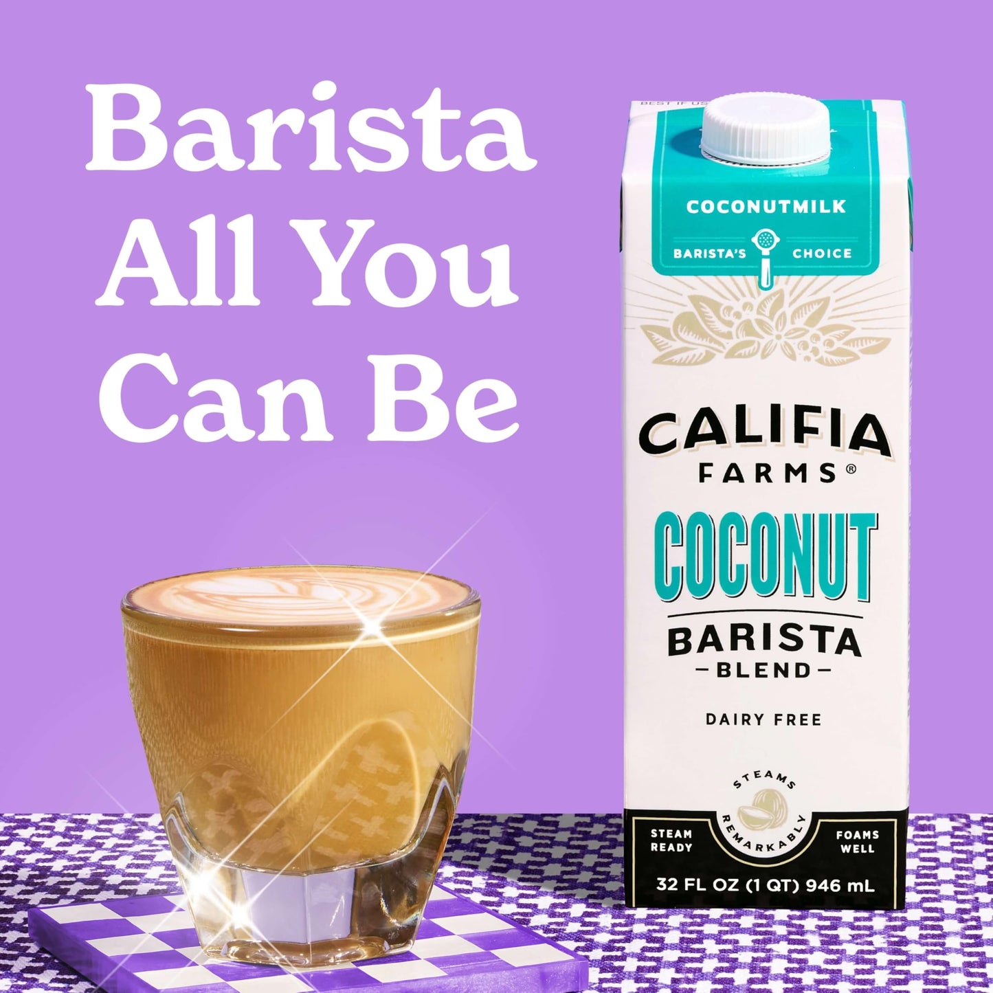 Califia Farms - Coconut Barista Blend Coconut Milk, 32 oz (Pack of 6), Shelf Stable, Dairy Free, Plant Based, Vegan, Gluten Free