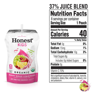 Honest Kids Organic Fruit Juice Drink, Berry Berry Good, 6.75 Fl Oz (32 Pack)