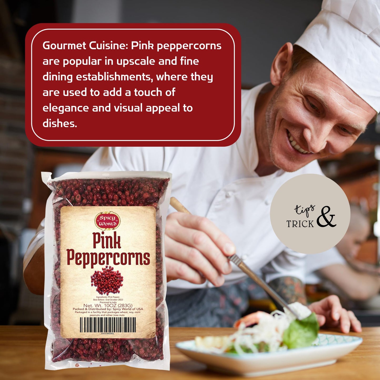 Spicy World Pink Peppercorns 10 Oz - Exquisite Flavor, Premium Whole Pepper | Steam Sterilized | Non-Gmo | Perfect For Gourmet Dishes And Seasoning