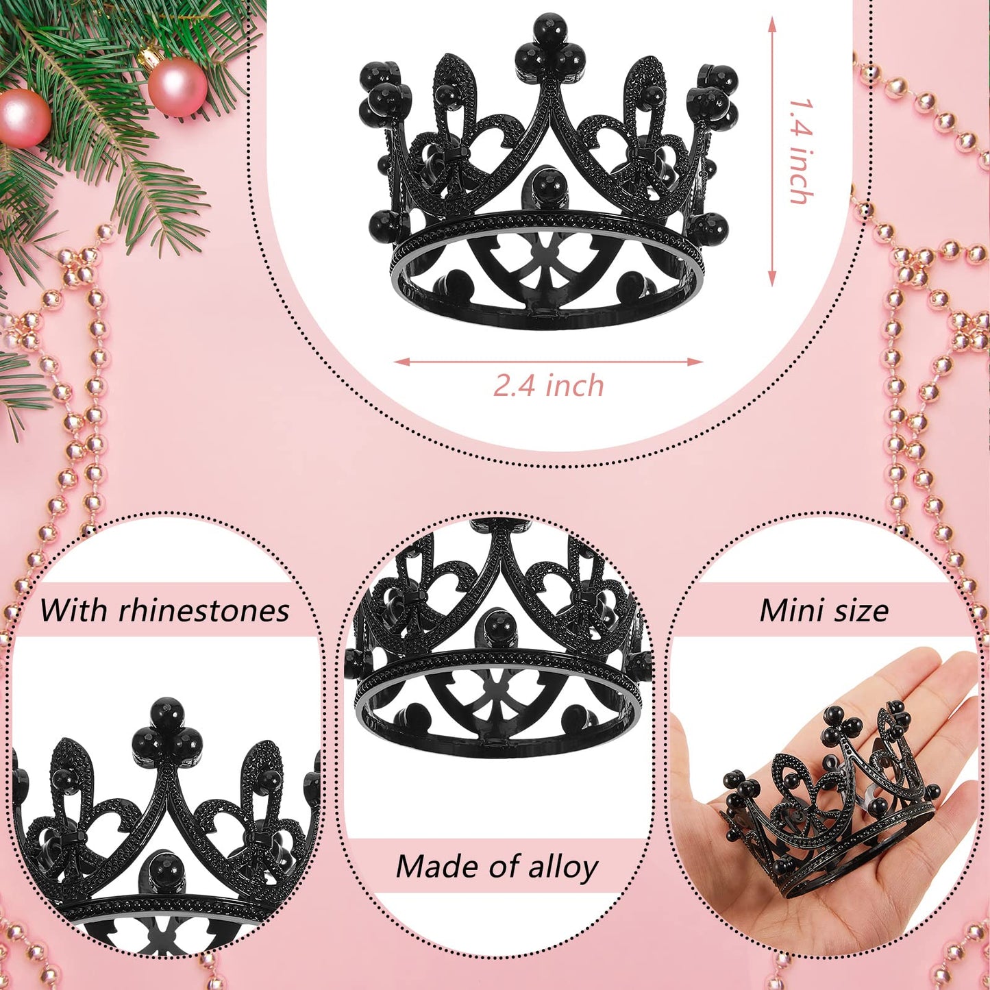Fabbay 15 Pieces Crown Cake Topper Set - Mini Baby Crown Tiara for Birthday Bridal Wedding Decorations, Model FM-220527-A