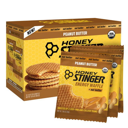 Honey Stinger Organic Peanut Butter Waffle, Energy Stroopwafel for Exercise, Endurance and Performance, Sports Nutrition for Hom
