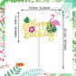 YCTHUNFISH Bamboo Happy Birthday Cake Topper - Flamingo & Palm Leaf Design for Tropical Parties