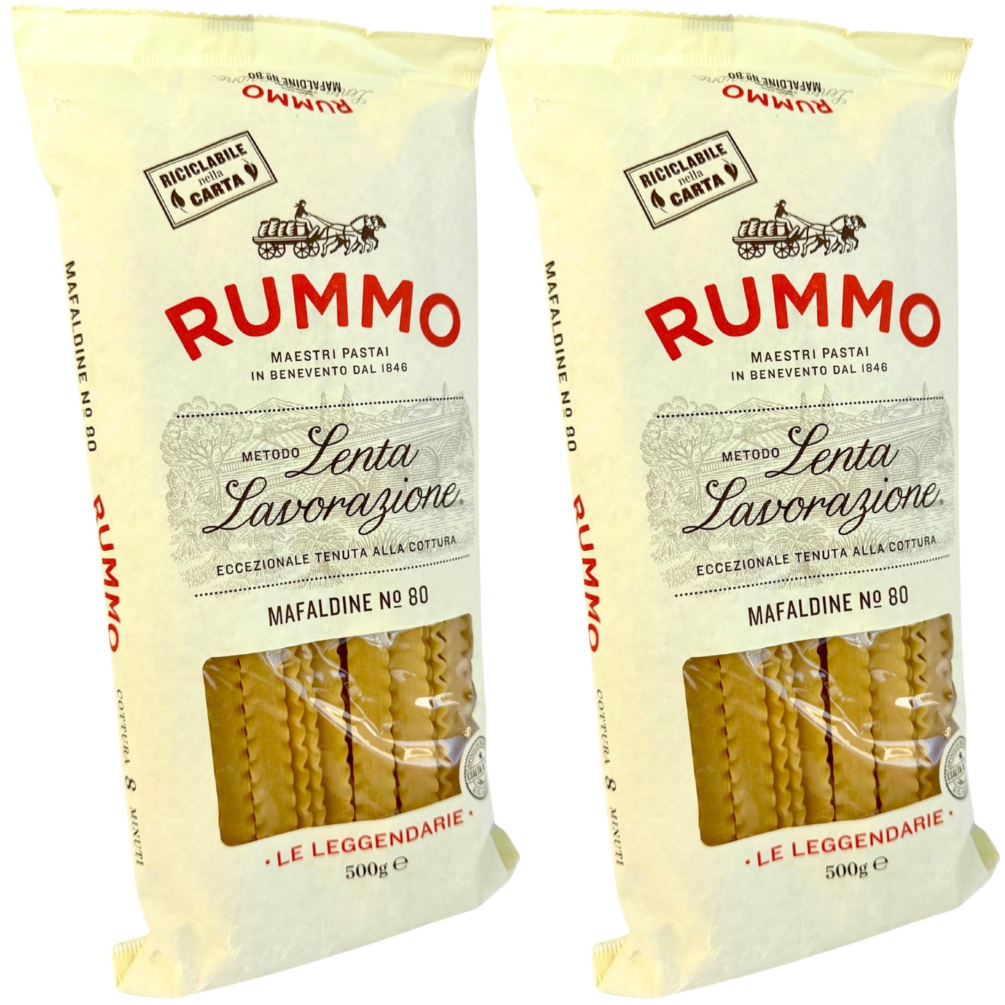 Rummo Mafalda Pasta from Italy 1.1 lb. (500g)(Pack of 2) Mafaldine - Reginette - Similar to Fettuccine - Pappardelle - Tagliatel
