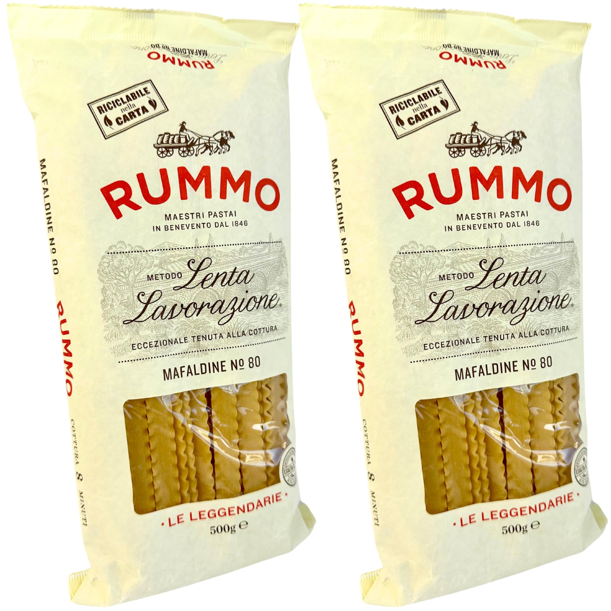 Rummo Mafalda Pasta from Italy 1.1 lb. (500g)(Pack of 2) Mafaldine - Reginette - Similar to Fettuccine - Pappardelle - Tagliatel