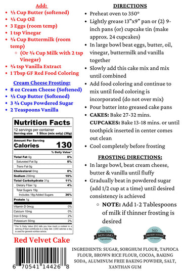 Mom'S Place Gluten Free Red Velvet Cake Mix Dessert