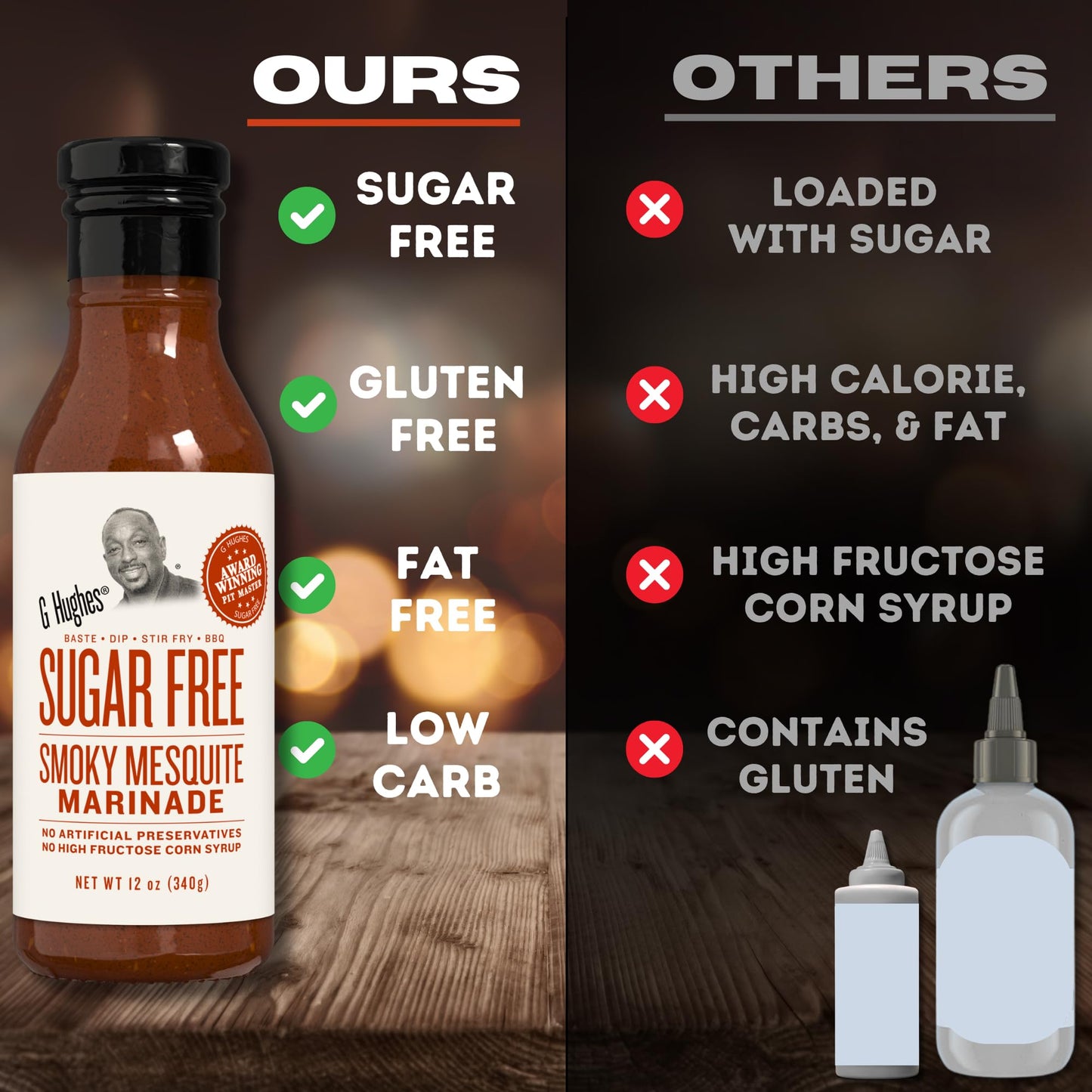 G Hughes Sugar Free, Smoky Mesquite Marinade - Sugar Free Mesquite Seasoning, Gluten Free Marinades For Meats, Keto Smoky Marina