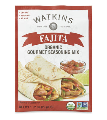 Watkins Organic Fajita Gourmet Seasoning Mix, 1.02 oz. Packets (Pack of 24)