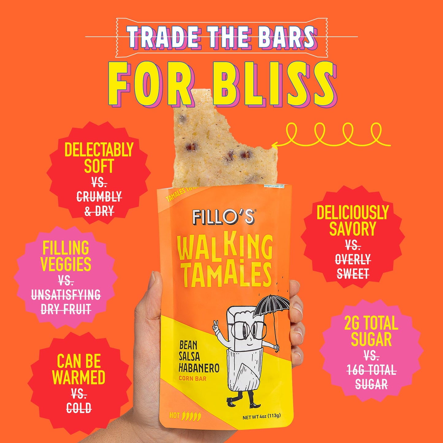 Fillo'S Walking Tamales, Salsa Habanero, Pk Of 7, Ready-To-Eat, Delicious, Gluten-Free, Preservative-Free, No Added Sugar, Vegan