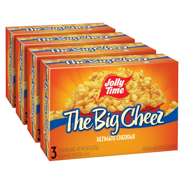 Jolly Time The Big Cheez, Cheddar Cheese Microwave Popcorn, 3.2oz Sharing Bag, 3 Bags Per Carton (The Big Cheez, 3.2 Ounce (Pack
