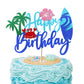 Rsstarxi Beach Birthday Cake Topper, Glitter Flower Crab Palm Leaf, Model XM095, Pattern 2, for Kids Luau Theme Party Decorations