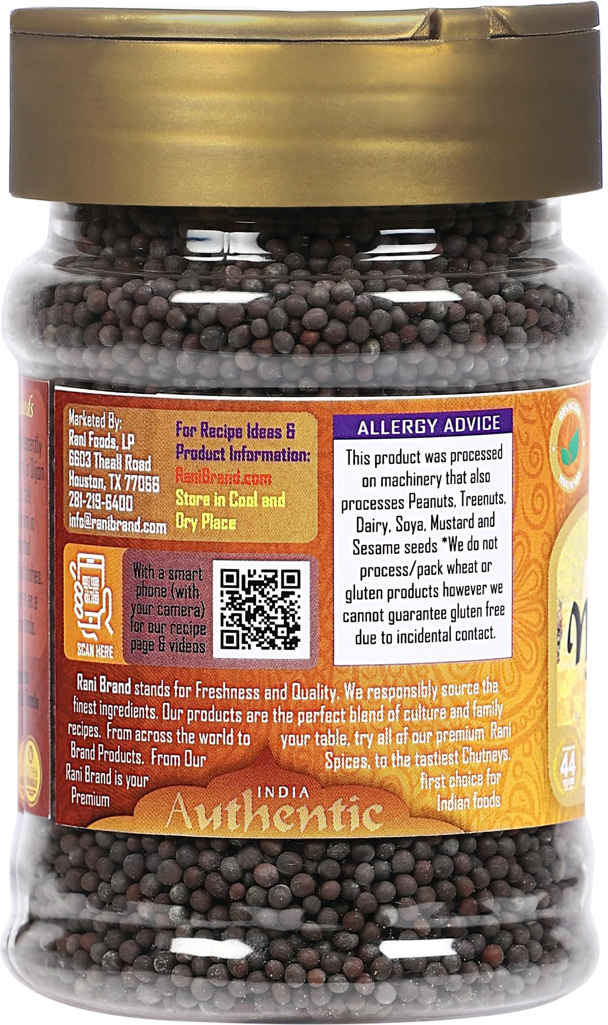 Rani Black Mustard Seeds Whole Spice (Kali Rai) 3.5Oz (100G) Pet Jar ~ All Natural | Gluten Friendly | Non-Gmo | Vegan | Indian Origin