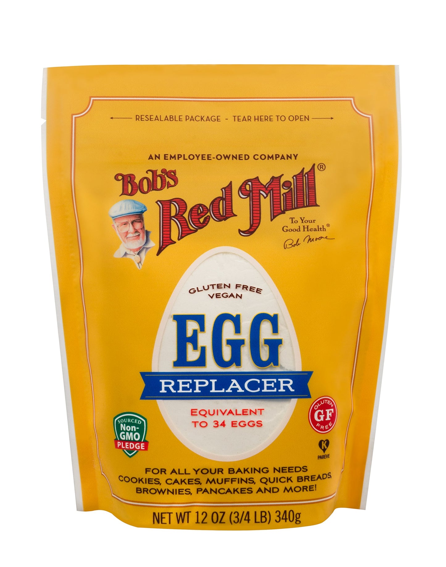 Bobs Red Mill GF Egg Replacer, 12 Ounce Bag (Pack of 1), Equals 34 Eggs/Bag, Gluten Free, Non-GMO, Vegan, Paleo Friendly