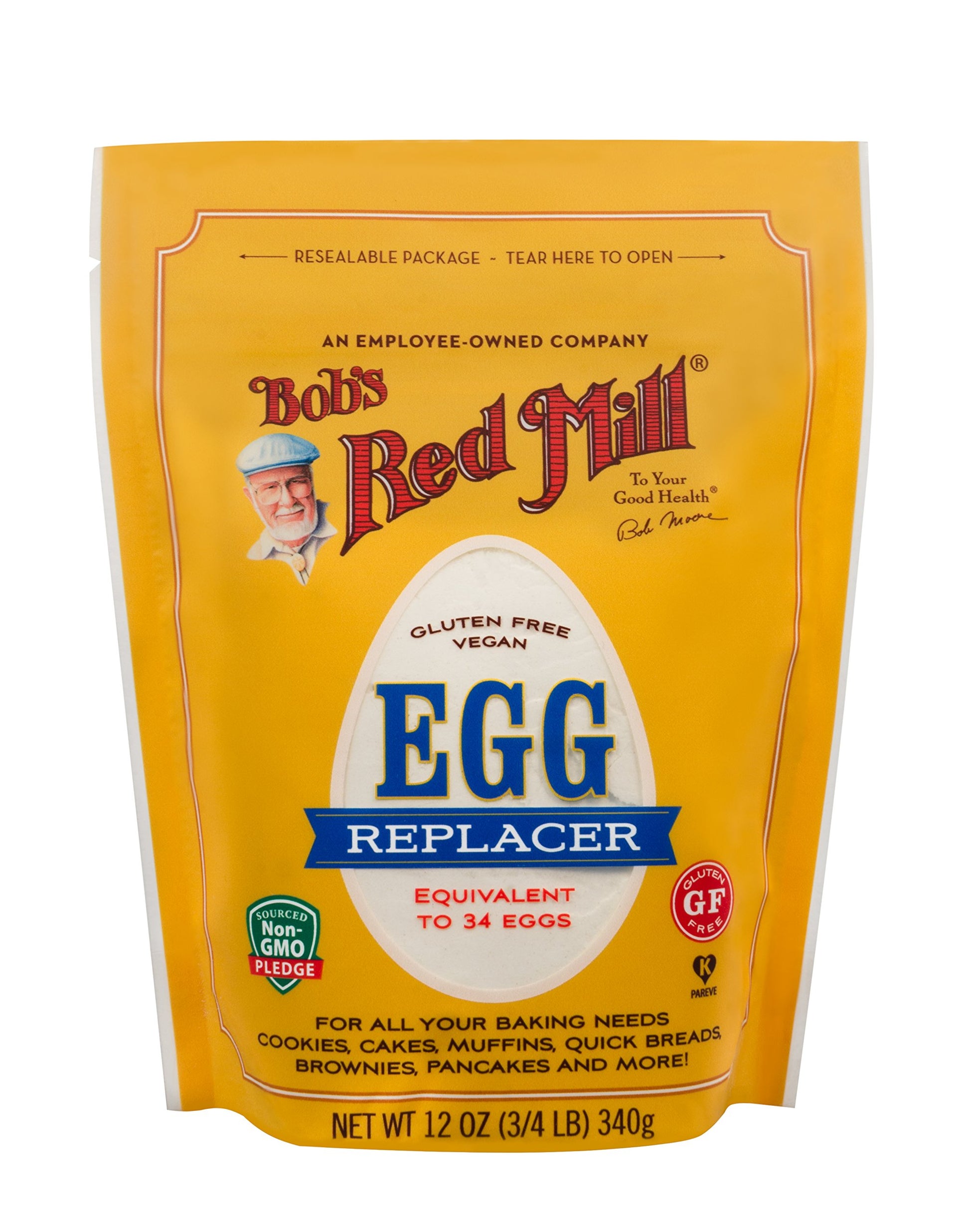 Bobs Red Mill GF Egg Replacer, 12 Ounce Bag (Pack of 1), Equals 34 Eggs/Bag, Gluten Free, Non-GMO, Vegan, Paleo Friendly