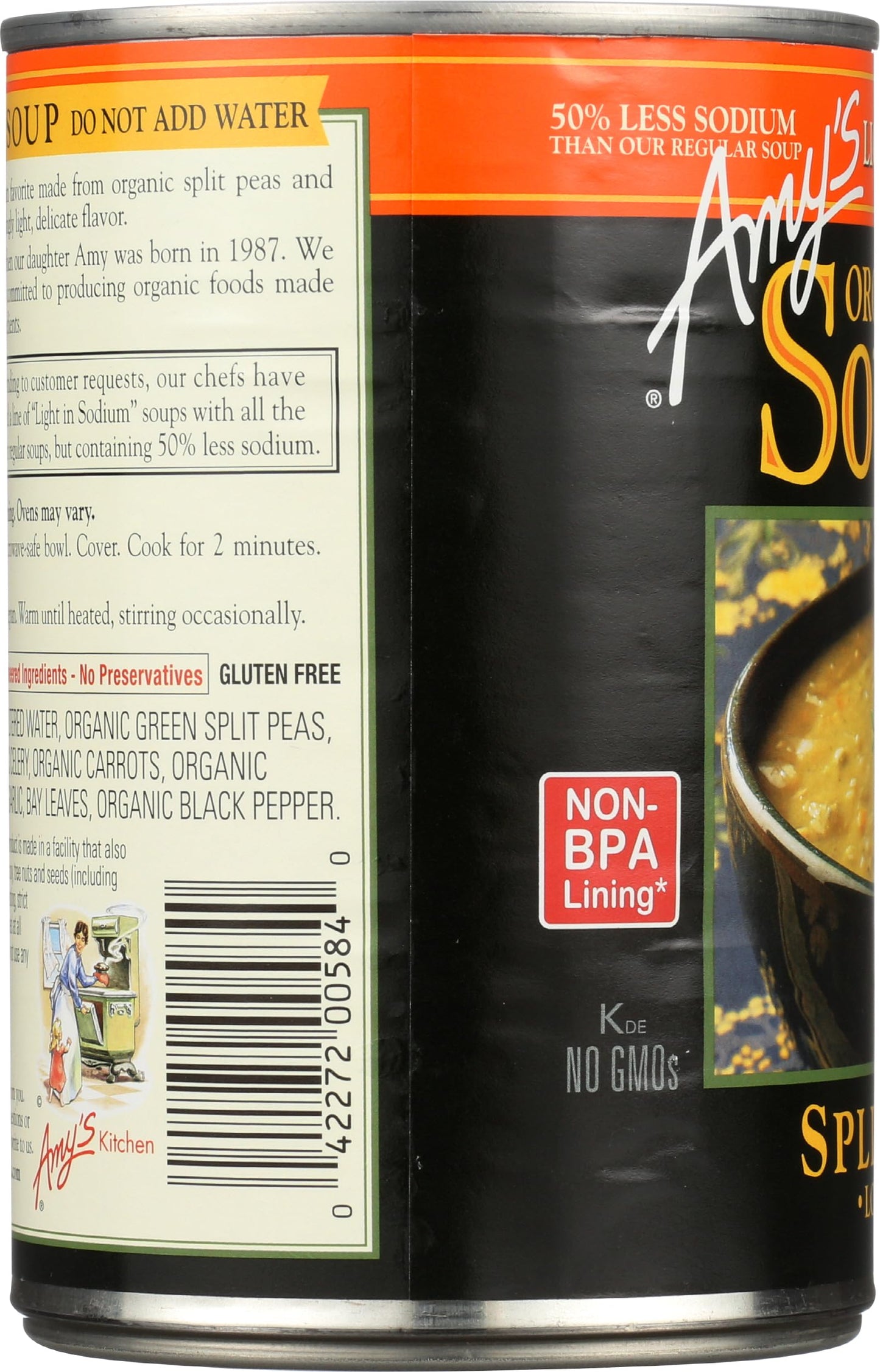 Amys, Soup Split Pea Low Sodium Organic, 14.1 Ounce