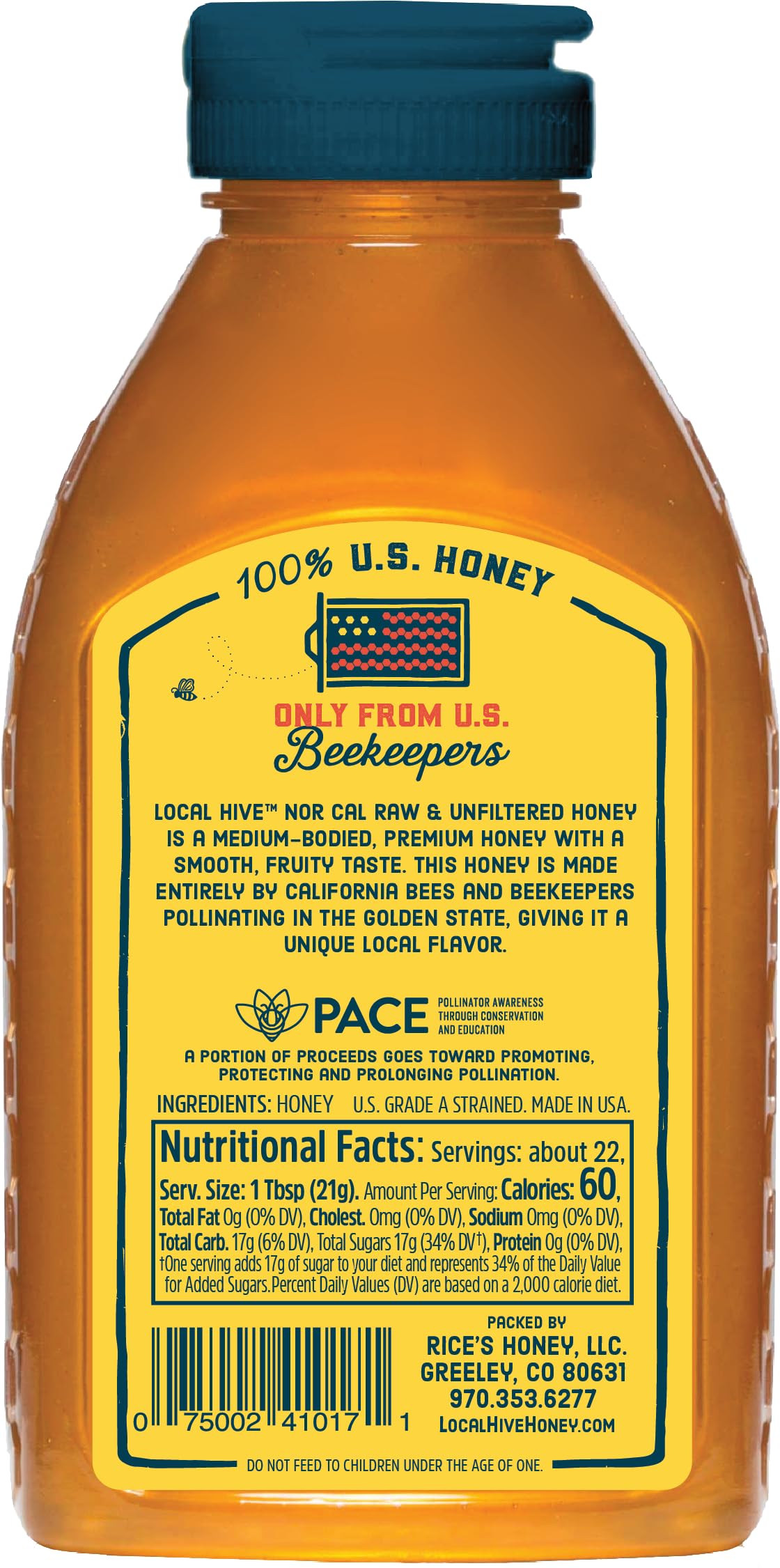 Local Hive North California Raw Unfiltered Honey 16Oz. 100% Us Honey Sourced From American Bees And Beekeepers.