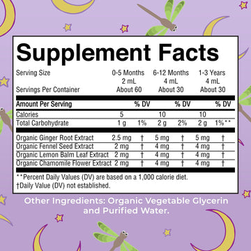 MaryRuth Organics Nighttime Gripe Water for Babies, Herbal Blend, 4 Fl Oz, Vegan, Ages 0+, Ginger Root, Lemon Balm, Fennel Seed