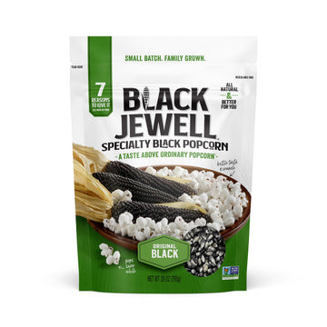 Black Jewell Gourmet Popcorn Kernels, Original Black - Better Tasting, No Sodium Hulless Black Heirloom Microwave Popcorn Kernel